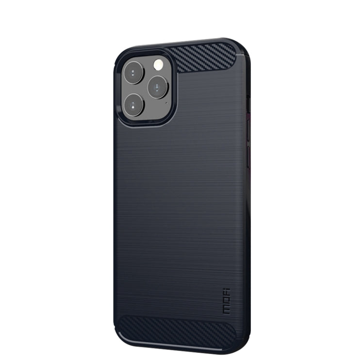 For iPhone 12 / 12 Pro MOF Gentleness Series Brushed Texture Carbon Fiber Soft TPU Case(Blue) - iPhone 12 / 12 Pro Cases by MOFI | Online Shopping South Africa | PMC TechLife | Buy Now Pay Later Mobicred