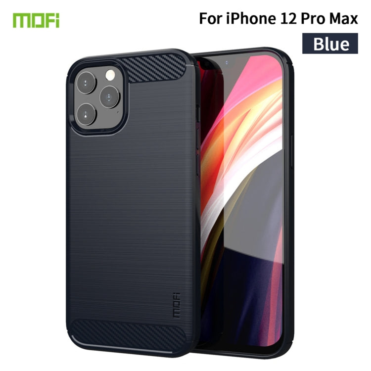 For iPhone 12 Pro Max MOF Gentleness Series Brushed Texture Carbon Fiber Soft TPU Case(Blue) - iPhone 12 Pro Max Cases by MOFI | Online Shopping South Africa | PMC TechLife | Buy Now Pay Later Mobicred