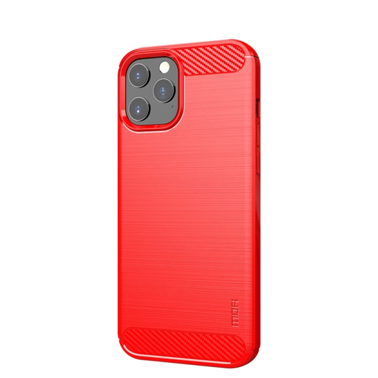 For iPhone 12 Pro Max MOF Gentleness Series Brushed Texture Carbon Fiber Soft TPU Case(Red) - iPhone 12 Pro Max Cases by MOFI | Online Shopping South Africa | PMC TechLife