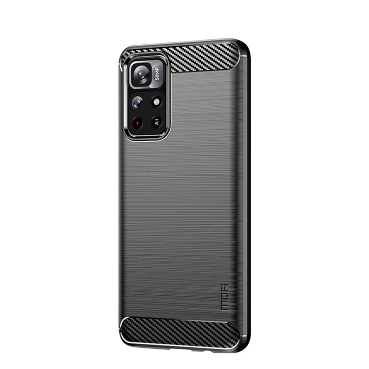 For Xiaomi Redmi Note11 / Poco M4 Pro 5G MOFI Gentleness Series Brushed Texture Carbon Fiber Soft TPU Phone Case(Black) - Xiaomi Cases by MOFI | Online Shopping South Africa | PMC TechLife