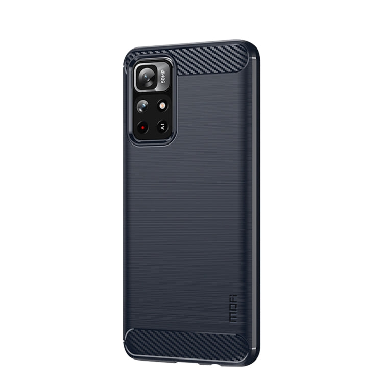 For Xiaomi Redmi Note11 / Poco M4 Pro 5G MOFI Gentleness Series Brushed Texture Carbon Fiber Soft TPU Phone Case(Blue) - Xiaomi Cases by MOFI | Online Shopping South Africa | PMC TechLife