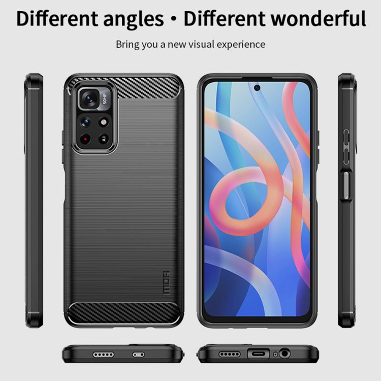 For Xiaomi Redmi Note11 / Poco M4 Pro 5G MOFI Gentleness Series Brushed Texture Carbon Fiber Soft TPU Phone Case(Gray) - Xiaomi Cases by MOFI | Online Shopping South Africa | PMC TechLife