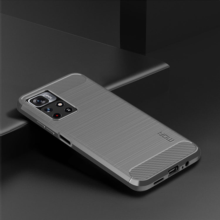 For Xiaomi Redmi Note11 / Poco M4 Pro 5G MOFI Gentleness Series Brushed Texture Carbon Fiber Soft TPU Phone Case(Gray) - Xiaomi Cases by MOFI | Online Shopping South Africa | PMC TechLife