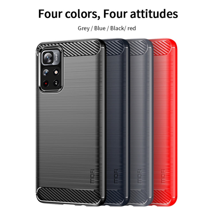 For Xiaomi Redmi Note11 / Poco M4 Pro 5G MOFI Gentleness Series Brushed Texture Carbon Fiber Soft TPU Phone Case(Red) - Xiaomi Cases by MOFI | Online Shopping South Africa | PMC TechLife