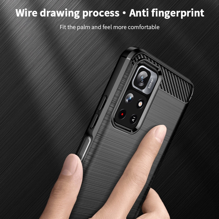 For Xiaomi Redmi Note11 / Poco M4 Pro 5G MOFI Gentleness Series Brushed Texture Carbon Fiber Soft TPU Phone Case(Red) - Xiaomi Cases by MOFI | Online Shopping South Africa | PMC TechLife