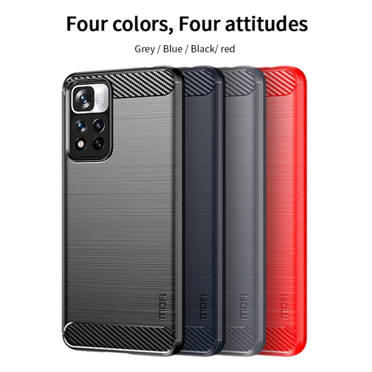 For Xiaomi Redmi Note11 Pro / Note 11 Pro+ MOFI Gentleness Series Brushed Texture Carbon Fiber Soft TPU Phone Case(Black) - Xiaomi Cases by MOFI | Online Shopping South Africa | PMC TechLife