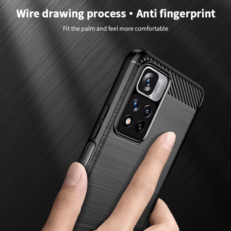 For Xiaomi Redmi Note11 Pro / Note 11 Pro+ MOFI Gentleness Series Brushed Texture Carbon Fiber Soft TPU Phone Case(Black) - Xiaomi Cases by MOFI | Online Shopping South Africa | PMC TechLife