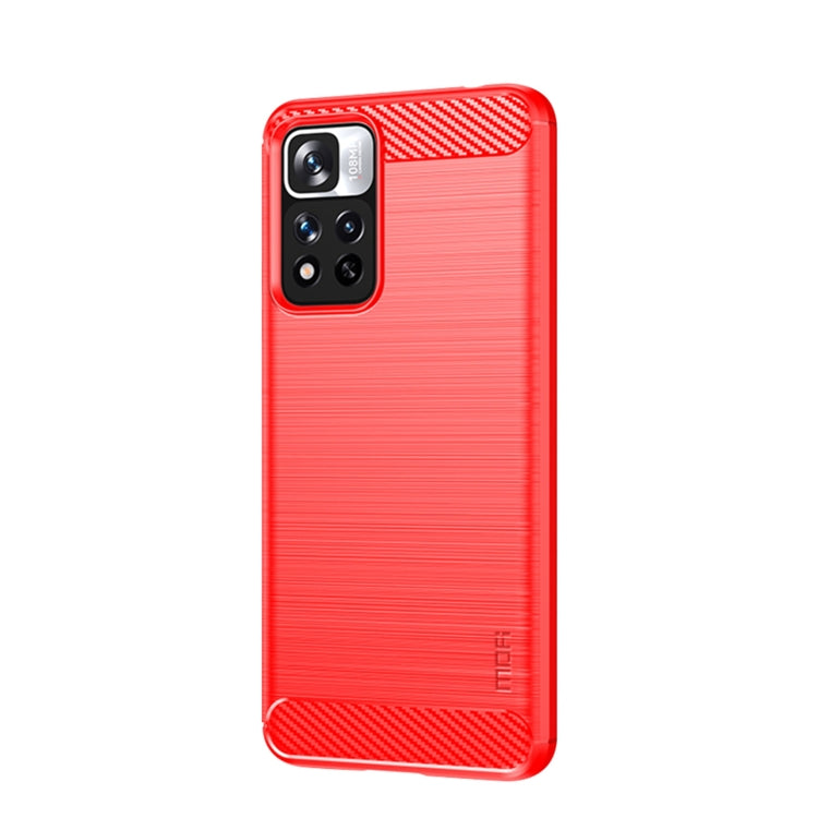 For Xiaomi Redmi Note11 Pro / Note 11 Pro+ MOFI Gentleness Series Brushed Texture Carbon Fiber Soft TPU Phone Case(Red) - Xiaomi Cases by MOFI | Online Shopping South Africa | PMC TechLife