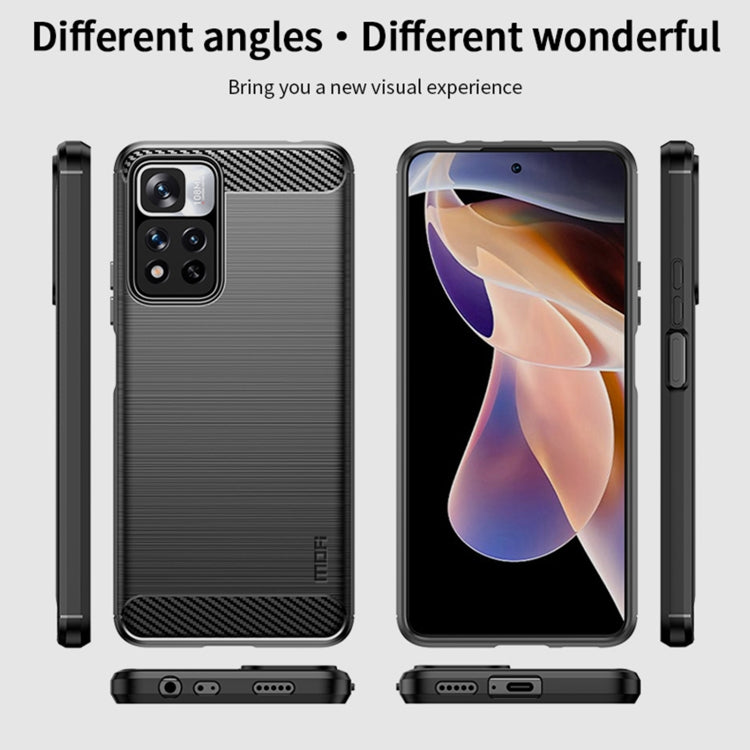 For Xiaomi Redmi Note11 Pro / Note 11 Pro+ MOFI Gentleness Series Brushed Texture Carbon Fiber Soft TPU Phone Case(Red) - Xiaomi Cases by MOFI | Online Shopping South Africa | PMC TechLife