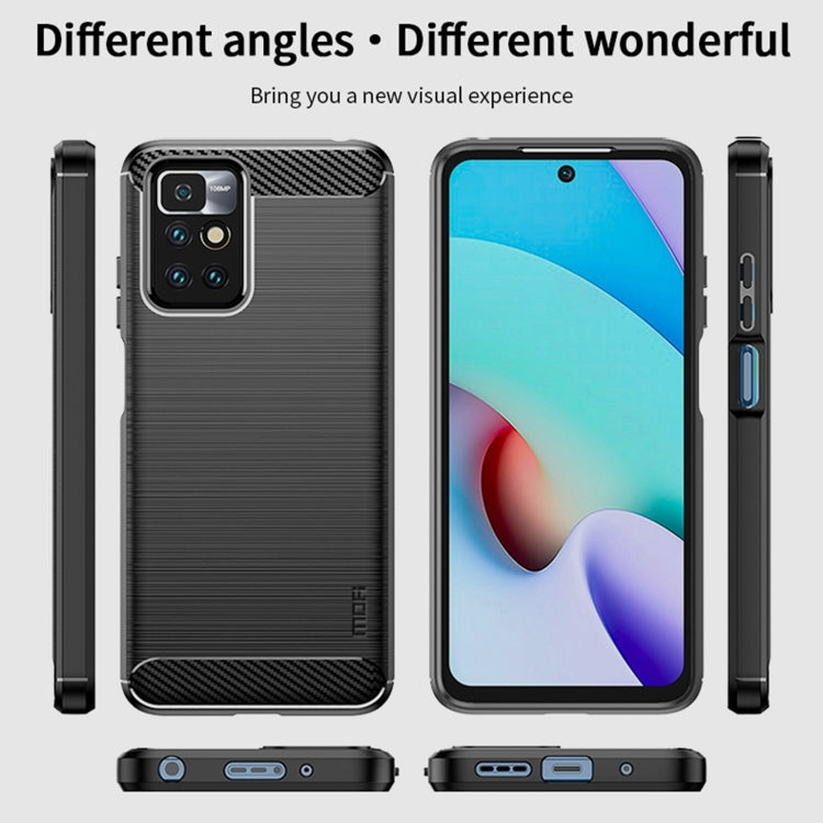 For Xiaomi Redmi 10 / 10 Prime MOFI Gentleness Series Brushed Texture Carbon Fiber Soft TPU Phone Case(Black) - Xiaomi Cases by MOFI | Online Shopping South Africa | PMC TechLife