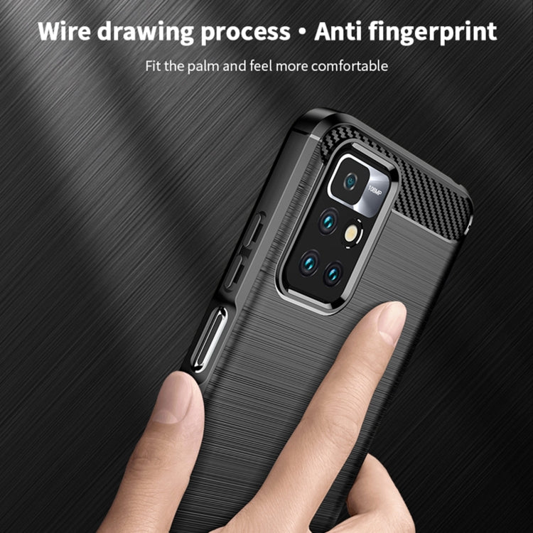 For Xiaomi Redmi 10 / 10 Prime MOFI Gentleness Series Brushed Texture Carbon Fiber Soft TPU Phone Case(Black) - Xiaomi Cases by MOFI | Online Shopping South Africa | PMC TechLife