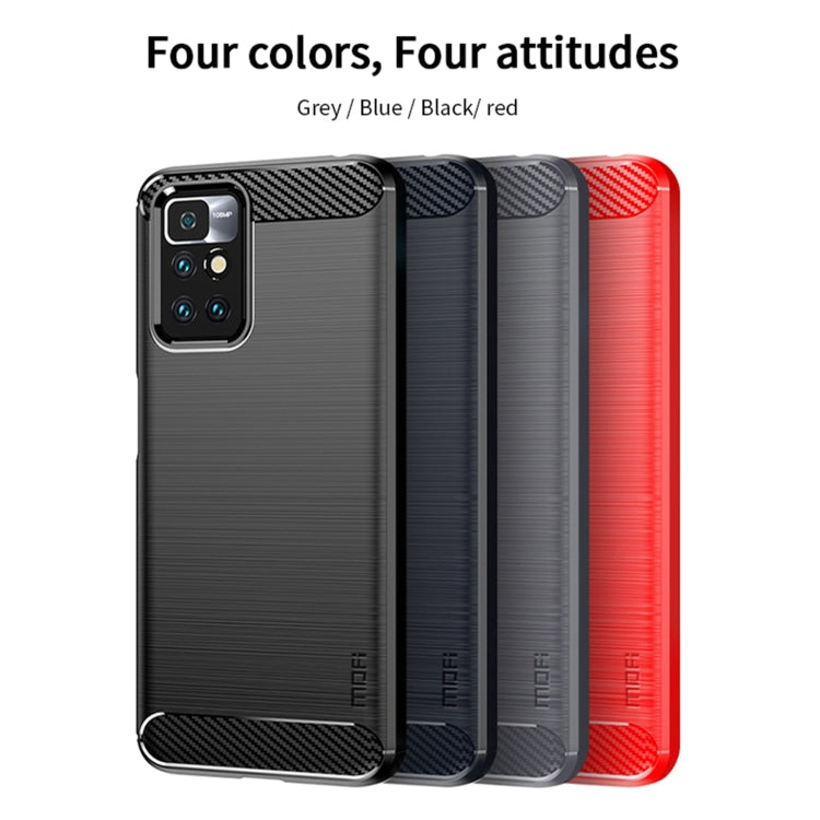 For Xiaomi Redmi 10 / 10 Prime MOFI Gentleness Series Brushed Texture Carbon Fiber Soft TPU Phone Case(Blue) - Xiaomi Cases by MOFI | Online Shopping South Africa | PMC TechLife