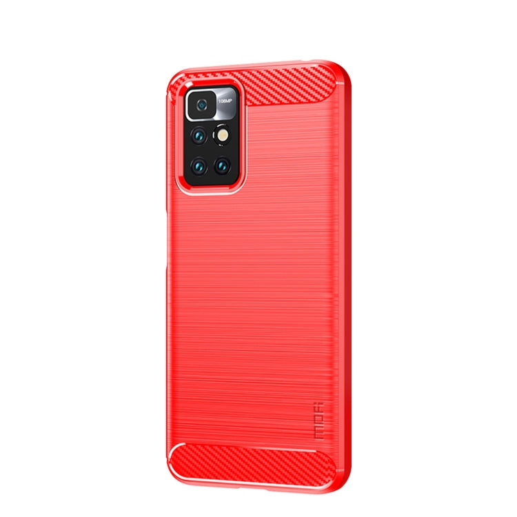 For Xiaomi Redmi 10 / 10 Prime MOFI Gentleness Series Brushed Texture Carbon Fiber Soft TPU Phone Case(Red) - Xiaomi Cases by MOFI | Online Shopping South Africa | PMC TechLife