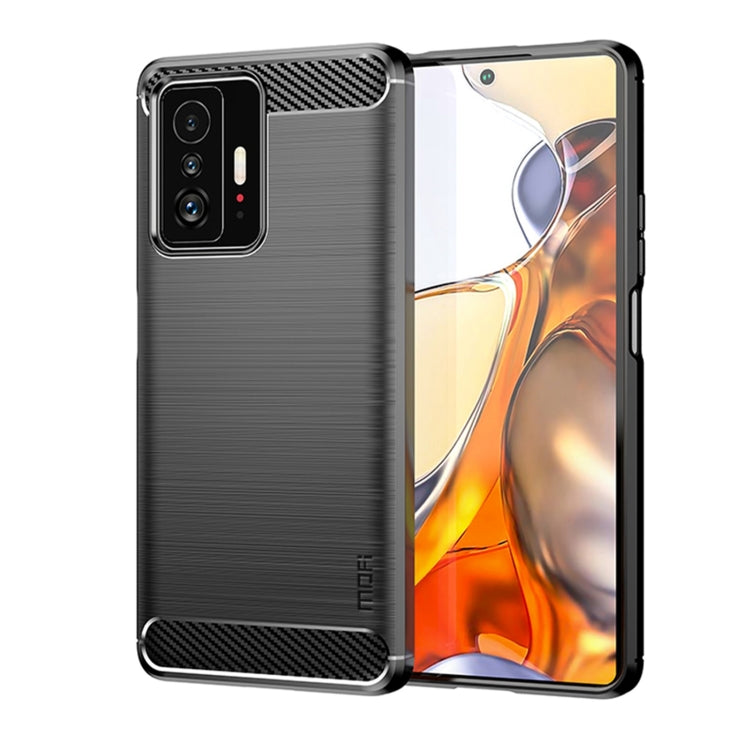 For Xiaomi Mi 11T / 11T Pro MOFI Gentleness Series Brushed Texture Carbon Fiber Soft TPU Phone Case(Black) - Xiaomi Cases by MOFI | Online Shopping South Africa | PMC TechLife