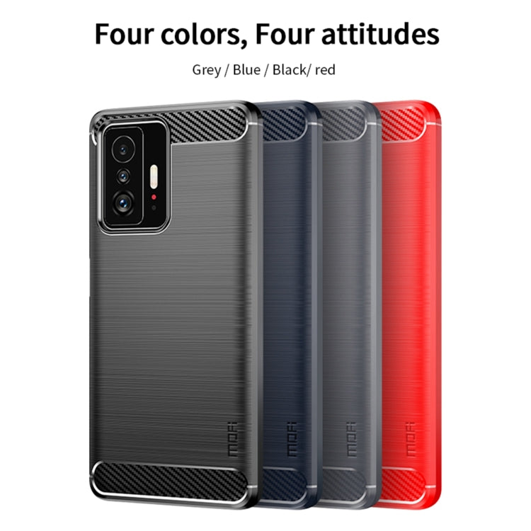 For Xiaomi Mi 11T / 11T Pro MOFI Gentleness Series Brushed Texture Carbon Fiber Soft TPU Phone Case(Blue) - Xiaomi Cases by MOFI | Online Shopping South Africa | PMC TechLife | Buy Now Pay Later Mobicred