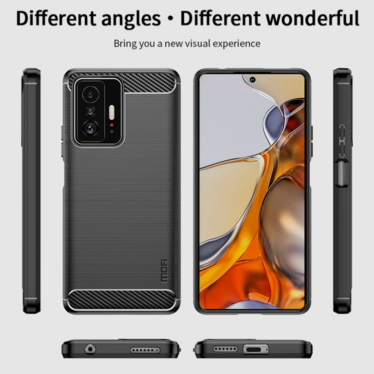 For Xiaomi Mi 11T / 11T Pro MOFI Gentleness Series Brushed Texture Carbon Fiber Soft TPU Phone Case(Blue) - Xiaomi Cases by MOFI | Online Shopping South Africa | PMC TechLife | Buy Now Pay Later Mobicred