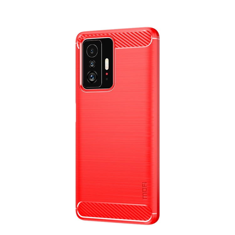 For Xiaomi Mi 11T / 11T Pro MOFI Gentleness Series Brushed Texture Carbon Fiber Soft TPU Phone Case(Red) - Xiaomi Cases by MOFI | Online Shopping South Africa | PMC TechLife