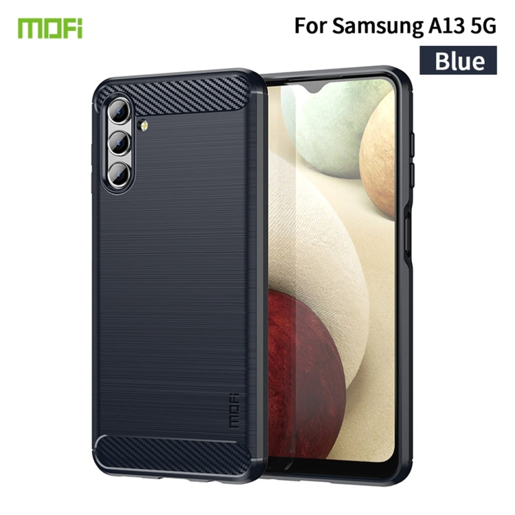 For Samsung Galaxy A13 5G MOFI Gentleness Series Brushed Texture Carbon Fiber Soft TPU Case(Blue) - free shipping - PMC TechLife - Order now!