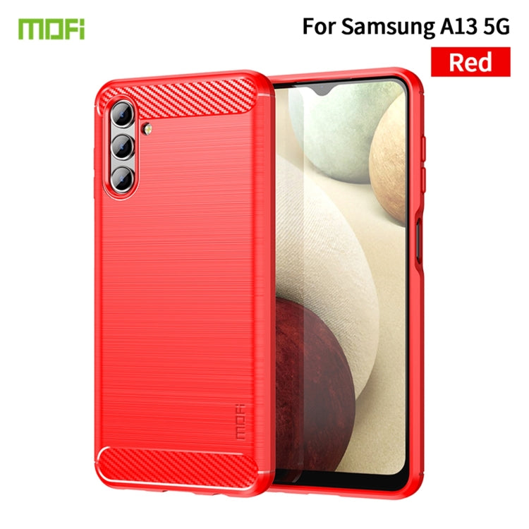 For Samsung Galaxy A13 5G MOFI Gentleness Series Brushed Texture Carbon Fiber Soft TPU Case(Red) - Galaxy Phone Cases by MOFI | Online Shopping South Africa | PMC TechLife | Buy Now Pay Later Mobicred