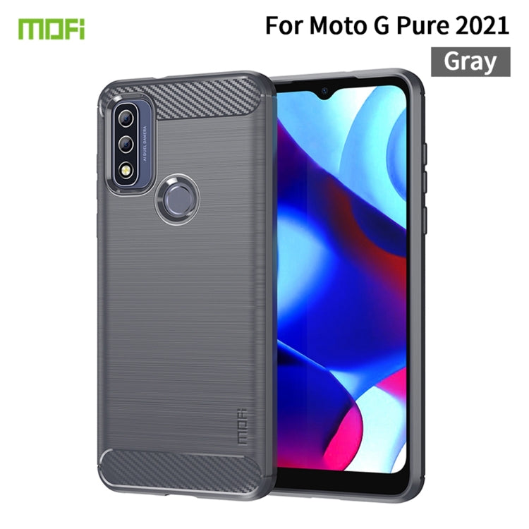 For Motorola Moto G Pure 2021 MOFI Gentleness Series Brushed Texture Carbon Fiber Soft TPU Case(Gray) - Motorola Cases by MOFI | Online Shopping South Africa | PMC TechLife | Buy Now Pay Later Mobicred