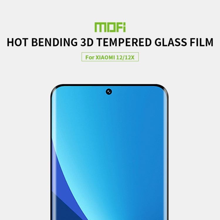 For Xiaomi 12 / 12X MOFI 9H 3D Explosion-proof Hot Bending Tempered Glass Full Film(Black) -  by MOFI | Online Shopping South Africa | PMC TechLife