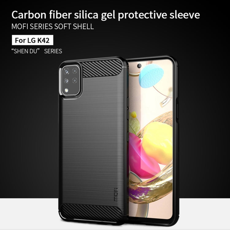 For LG K42 MOFI Gentleness Brushed Carbon Fiber Soft TPU Case(Blue) - LG by MOFI | Online Shopping South Africa | PMC TechLife | Buy Now Pay Later Mobicred