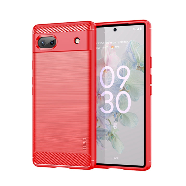For Google Pixel 6A MOFI Gentleness Brushed Carbon Fiber Soft TPU Case(Red) - Google Cases by MOFI | Online Shopping South Africa | PMC TechLife | Buy Now Pay Later Mobicred