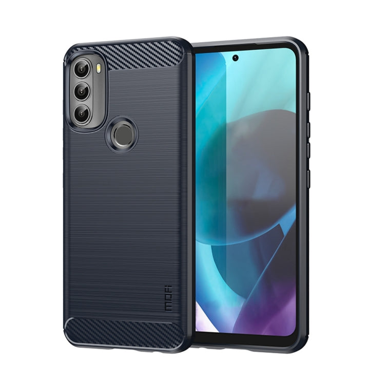 For Motorola Moto G71 5G MOFI Gentleness Brushed Carbon Fiber Soft TPU Case(Blue) - free shipping - PMC TechLife - Order now!