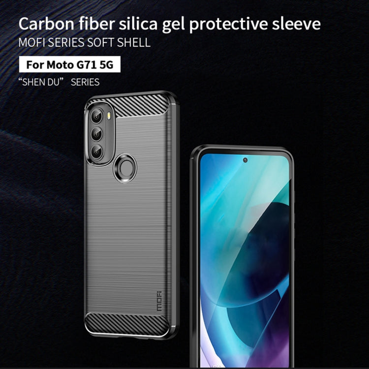 For Motorola Moto G71 5G MOFI Gentleness Brushed Carbon Fiber Soft TPU Case(Blue) - free shipping - PMC TechLife - Order now!