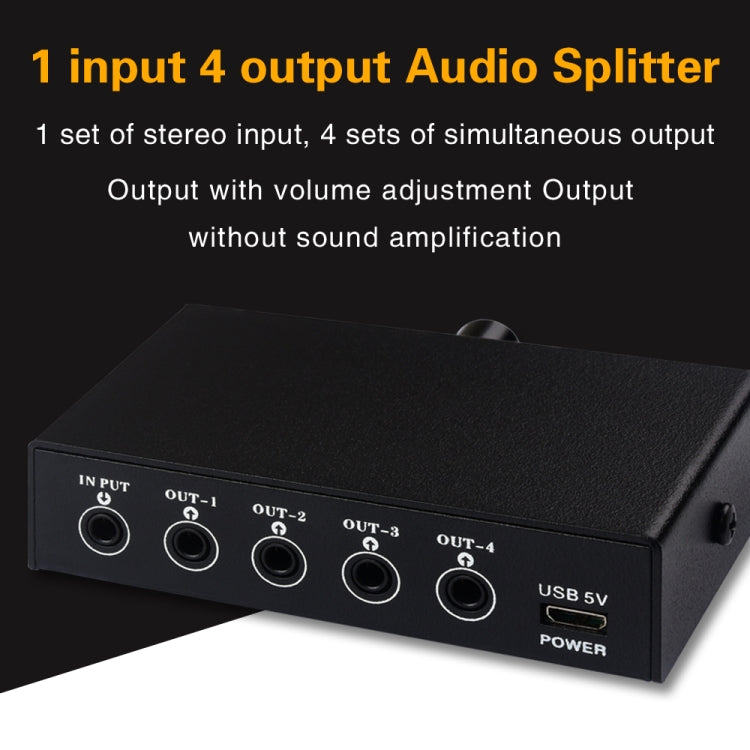 1 In 4 Out Audio Frequency Signal Splitter Distribute Device, Non Consumption, 3.5mm Interface Output -  by PMC TechLife | Online Shopping South Africa | PMC TechLife | Buy Now Pay Later Mobicred