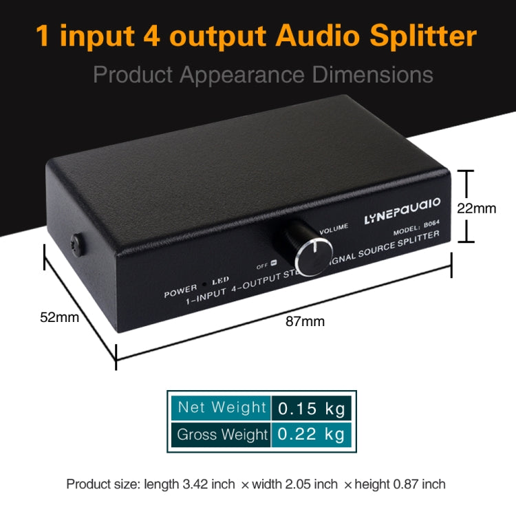 1 In 4 Out Audio Frequency Signal Splitter Distribute Device, Non Consumption, 3.5mm Interface Output -  by PMC TechLife | Online Shopping South Africa | PMC TechLife | Buy Now Pay Later Mobicred