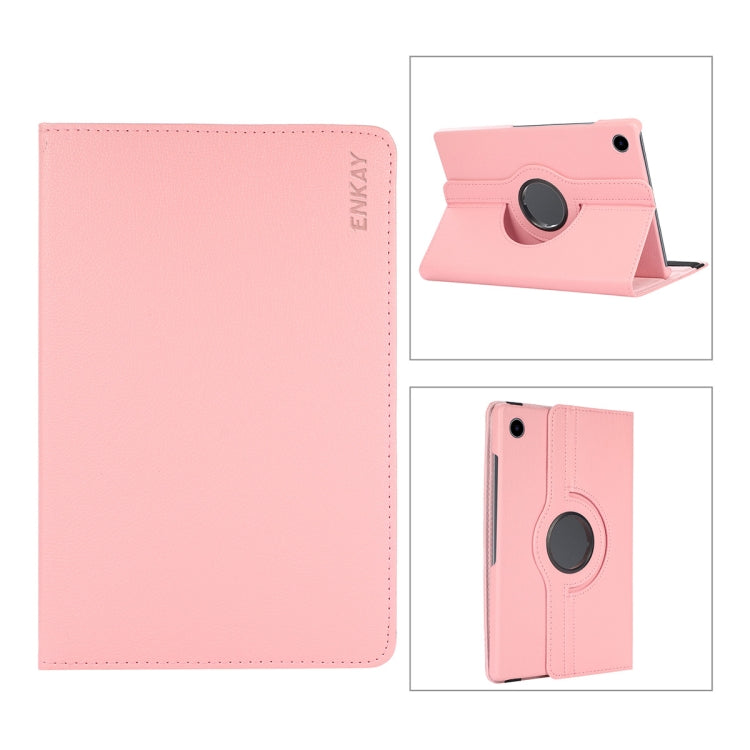 For Samsung Galaxy Tab A8 10.5 2021 X200/X205 ENKAY 360 Degree Rotation Litchi Leather Smart Case(Pink) - free shipping - PMc TechLife - Order now!