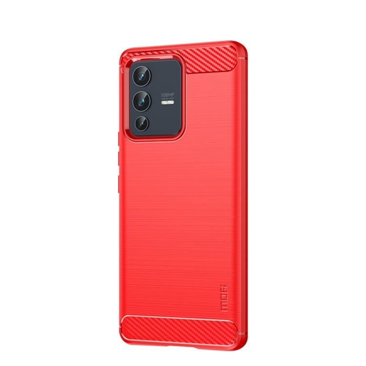 For vivo V23 5G/S12 MOFI Gentleness Series Brushed Texture Carbon Fiber Soft TPU Phone Case(Red) - vivo Cases by MOFI | Online Shopping South Africa | PMC TechLife