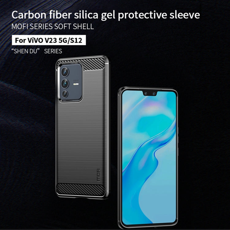 For vivo V23 5G/S12 MOFI Gentleness Series Brushed Texture Carbon Fiber Soft TPU Phone Case(Red) - vivo Cases by MOFI | Online Shopping South Africa | PMC TechLife