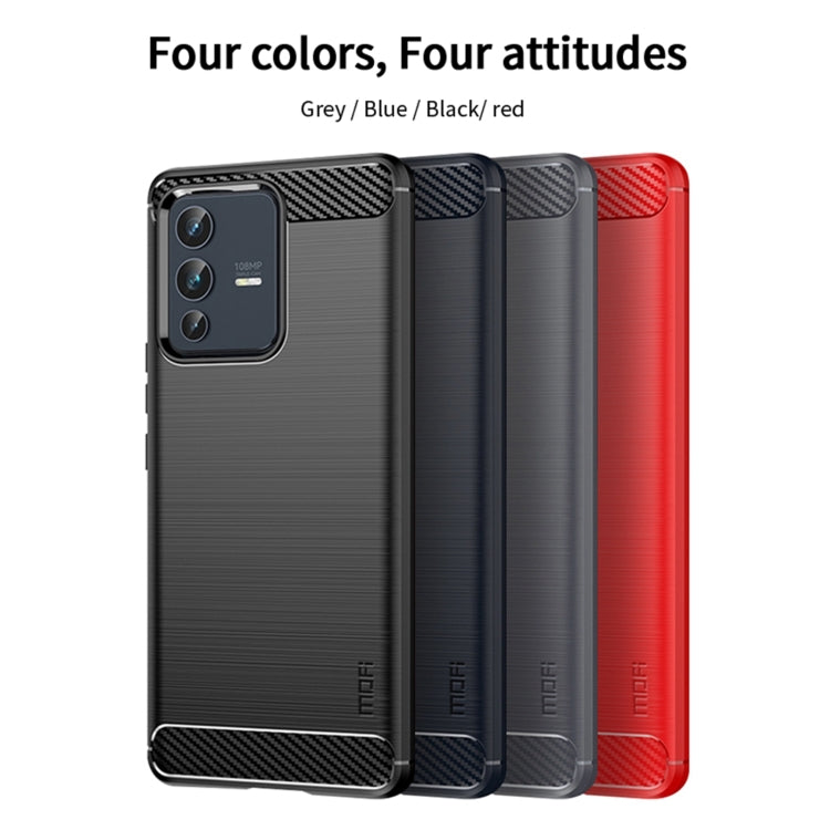 For vivo V23 5G/S12 MOFI Gentleness Series Brushed Texture Carbon Fiber Soft TPU Phone Case(Red) - vivo Cases by MOFI | Online Shopping South Africa | PMC TechLife