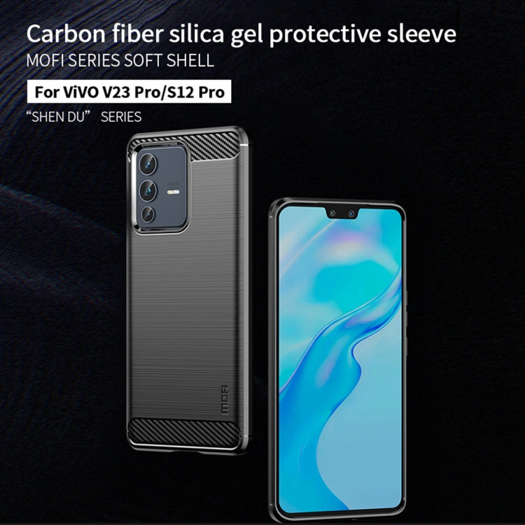 For vivo V23 Pro /S12 Pro MOFI Gentleness Series Brushed Texture Carbon Fiber Soft TPU Phone Case(Red) - vivo Cases by MOFI | Online Shopping South Africa | PMC TechLife