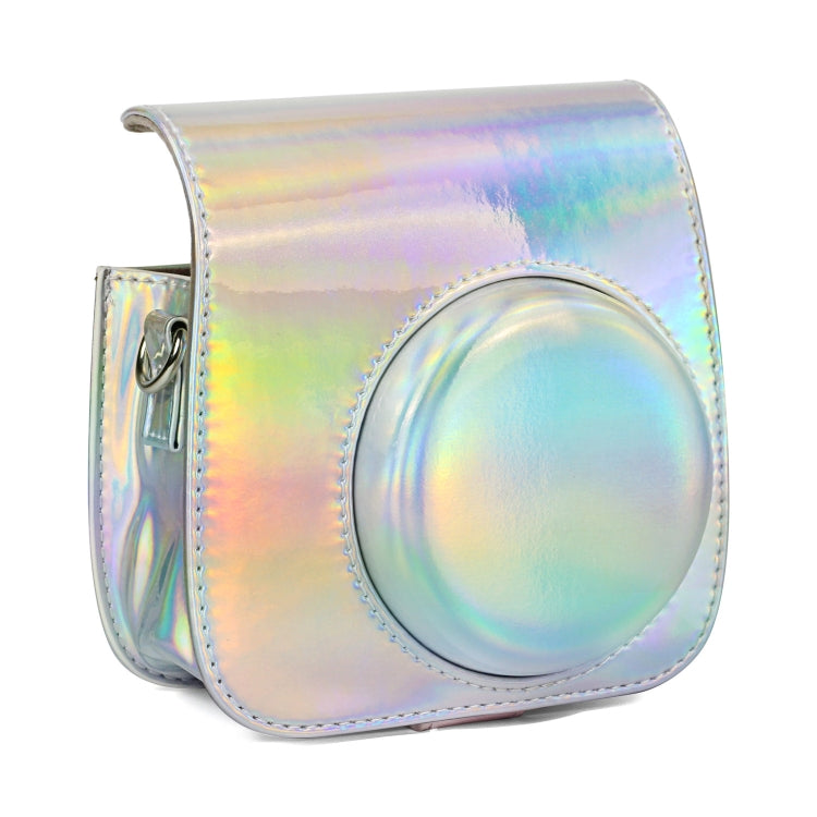 Aurora Oil Paint Full Body Camera PU Leather Case Bag with Strap for FUJIFILM instax mini 9 / mini 8+ / mini 8(Silver) - Leather Bag by PMC TechLife | Online Shopping South Africa | PMC TechLife | Buy Now Pay Later Mobicred