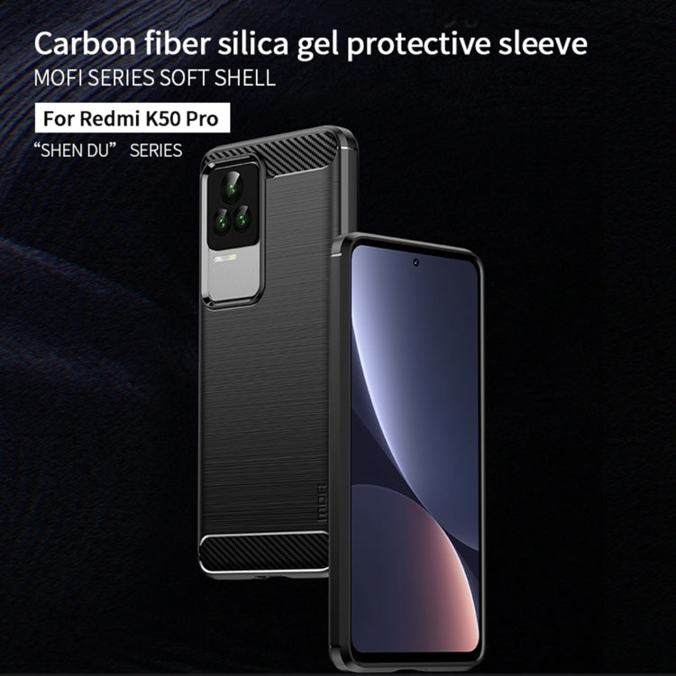 For Xiaomi Redmi K50 / K50 Pro MOFI Gentleness Brushed Carbon Fiber Soft TPU Case(Blue) - Xiaomi Cases by MOFI | Online Shopping South Africa | PMC TechLife | Buy Now Pay Later Mobicred