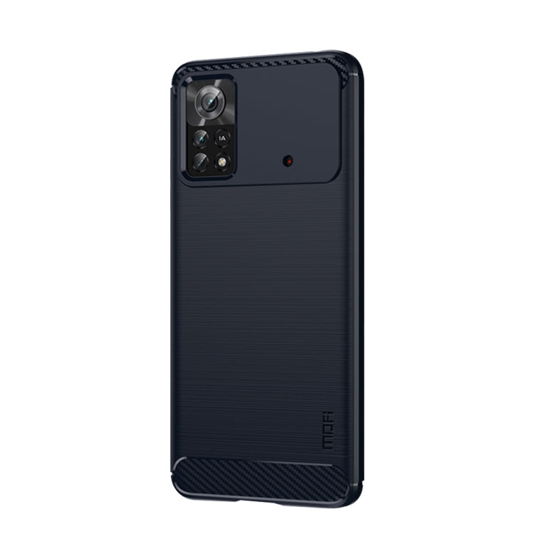 For Xiaomi Poco X4 Pro 5G MOFI Gentleness Brushed Carbon Fiber Soft TPU Case(Blue) - Xiaomi Cases by MOFI | Online Shopping South Africa | PMC TechLife | Buy Now Pay Later Mobicred