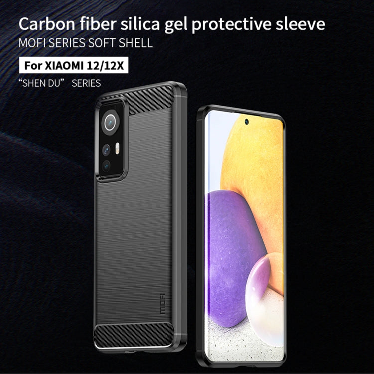 For Xiaomi 12 / 12X MOFI Gentleness Brushed Carbon Fiber Soft TPU Case(Gray) - Xiaomi Cases by MOFI | Online Shopping South Africa | PMC TechLife | Buy Now Pay Later Mobicred