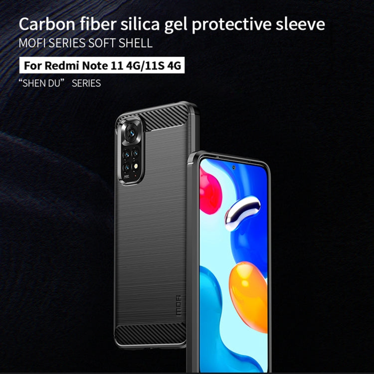 For Xiaomi Redmi Note 11 4G Global / Note 11S 4G MOFI Gentleness Brushed Carbon Fiber TPU Case(Blue) - Xiaomi Cases by MOFI | Online Shopping South Africa | PMC TechLife | Buy Now Pay Later Mobicred
