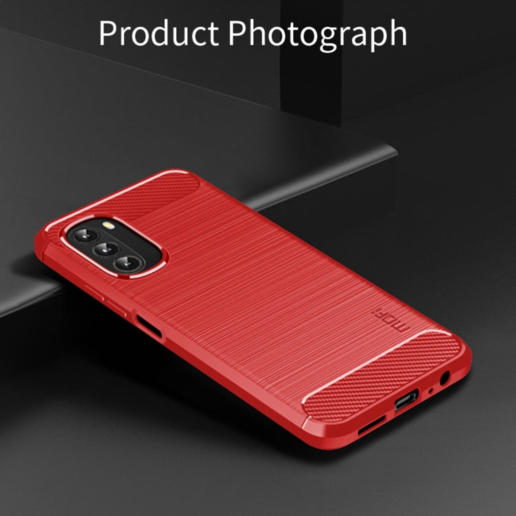 For Motorola Moto G 5G 2022 MOFI Gentleness Series Brushed Texture Carbon Fiber TPU Phone Case(Red) - Motorola Cases by MOFI | Online Shopping South Africa | PMC TechLife | Buy Now Pay Later Mobicred