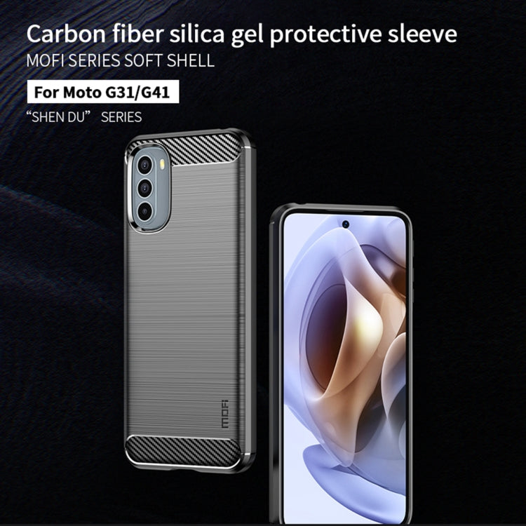 For Motorola Moto G31/G41 MOFI Gentleness Series Brushed Texture Carbon Fiber TPU Phone Case(Black) - Motorola Cases by MOFI | Online Shopping South Africa | PMC TechLife