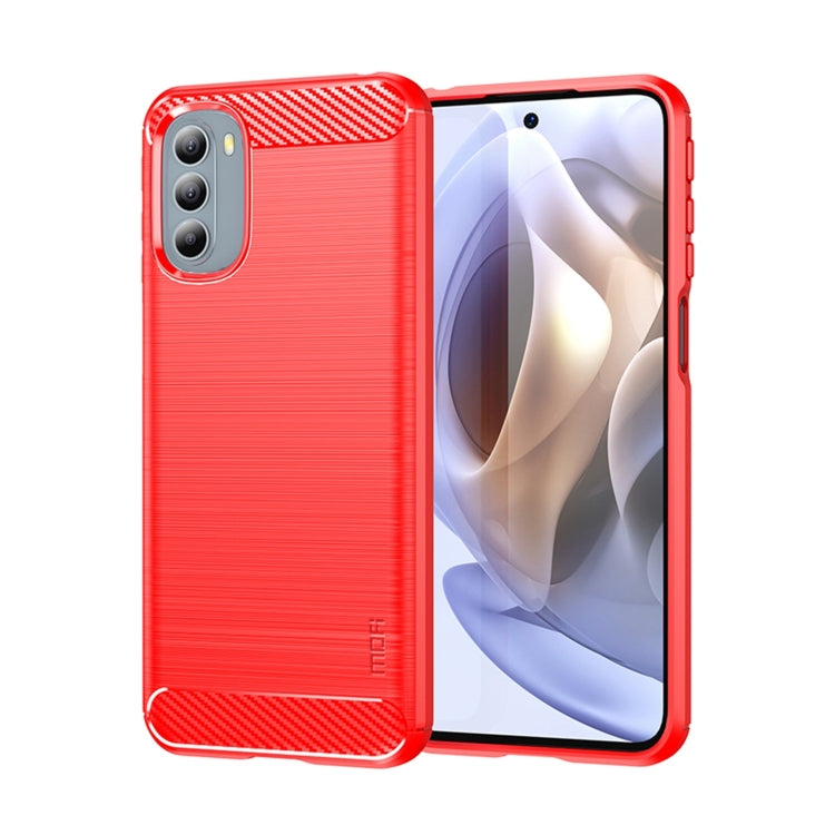 For Motorola Moto G31/G41 MOFI Gentleness Series Brushed Texture Carbon Fiber TPU Phone Case(Red) - Motorola Cases by MOFI | Online Shopping South Africa | PMC TechLife