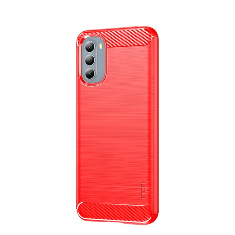 For Motorola Moto G31/G41 MOFI Gentleness Series Brushed Texture Carbon Fiber TPU Phone Case(Red) - Motorola Cases by MOFI | Online Shopping South Africa | PMC TechLife