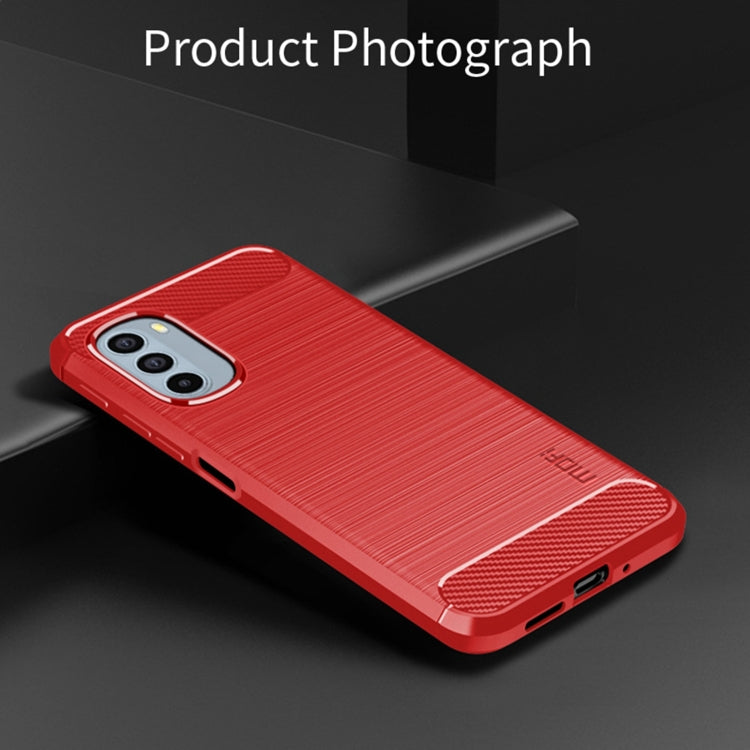 For Motorola Moto G31/G41 MOFI Gentleness Series Brushed Texture Carbon Fiber TPU Phone Case(Red) - Motorola Cases by MOFI | Online Shopping South Africa | PMC TechLife