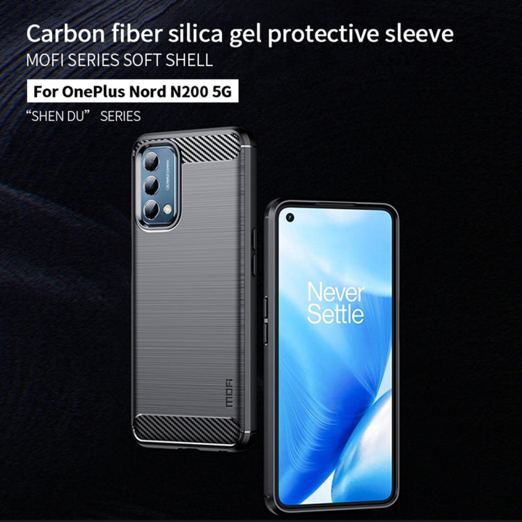 For Oneplus Nord N200 5G MOFI Gentleness Series Brushed Texture Carbon Fiber Soft TPU Phone Case(Red) - OnePlus Cases by MOFI | Online Shopping South Africa | PMC TechLife | Buy Now Pay Later Mobicred