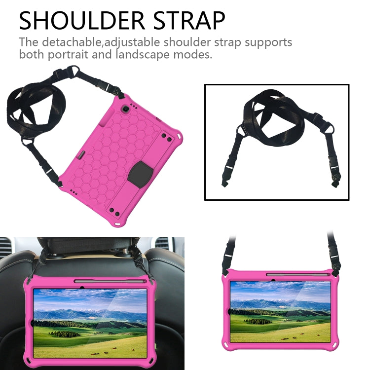 For Lenovo X306 / X606 / K10 Honeycomb EVA + PC Shockproof Tablet Case with Strap(Rose Red+Black) - Lenovo by PMC TechLife | Online Shopping South Africa | PMC TechLife | Buy Now Pay Later Mobicred