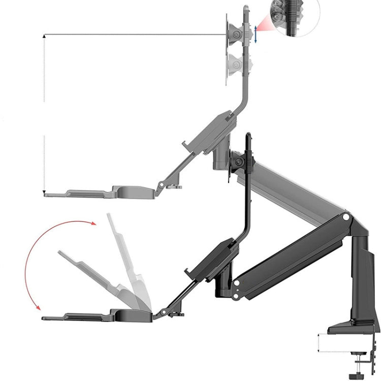 NORTH BAYOU NB35 Ergonomic 19-27 Inch Monitor Holder with Foldable Keyboard Tray Full Motion Sit-Stand Workstation - Laptop Stand by PMC TechLife | Online Shopping South Africa | PMC TechLife | Buy Now Pay Later Mobicred