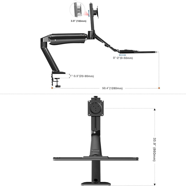 NORTH BAYOU NB40 Ergonomic Height Adjust Computer Stand Workstation 22-32 Inch Monitor Mount Bracket with Keyboard Plate Desk Stand - Laptop Stand by PMc TechLife | Online Shopping South Africa | PMc TechLife | Buy Now Pay Later Mobicred
